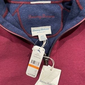 TOMMY BAHAMA REVERSIBLE RED/BLUE TURTLE NECK SWEATER . NEVER USED WITH TAG.